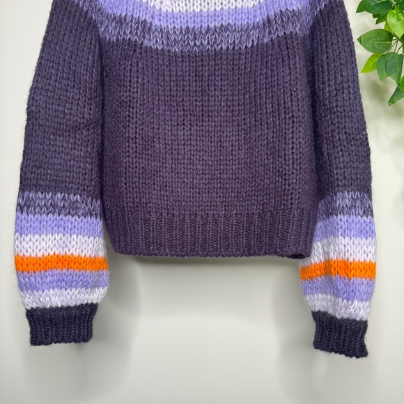Maje Meilleur Mohair Blend Striped Intarsia-Knit Sweater size 1 (S, Small) - Picture 5 of 13
